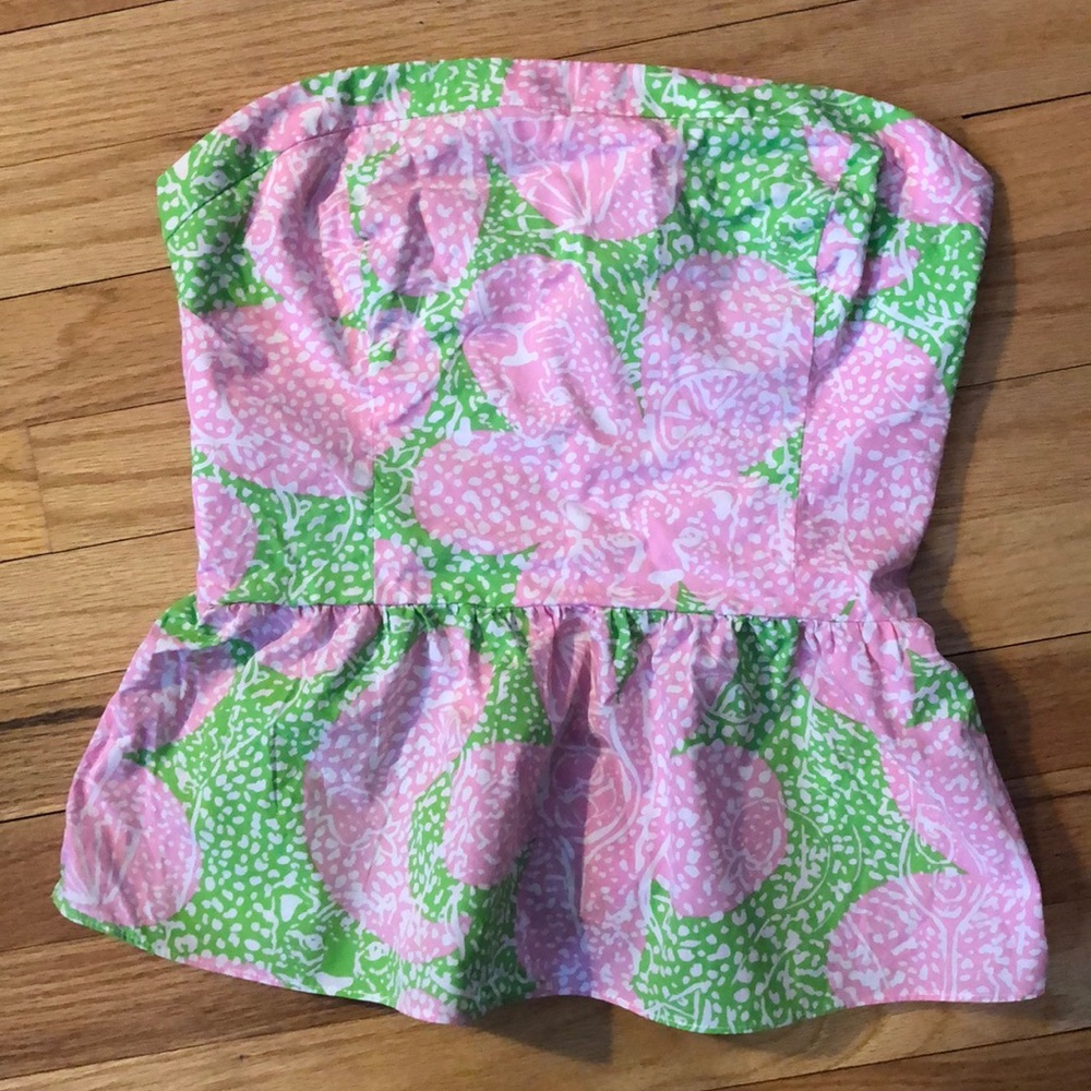 Lilly Pulitzer strapless peplum top